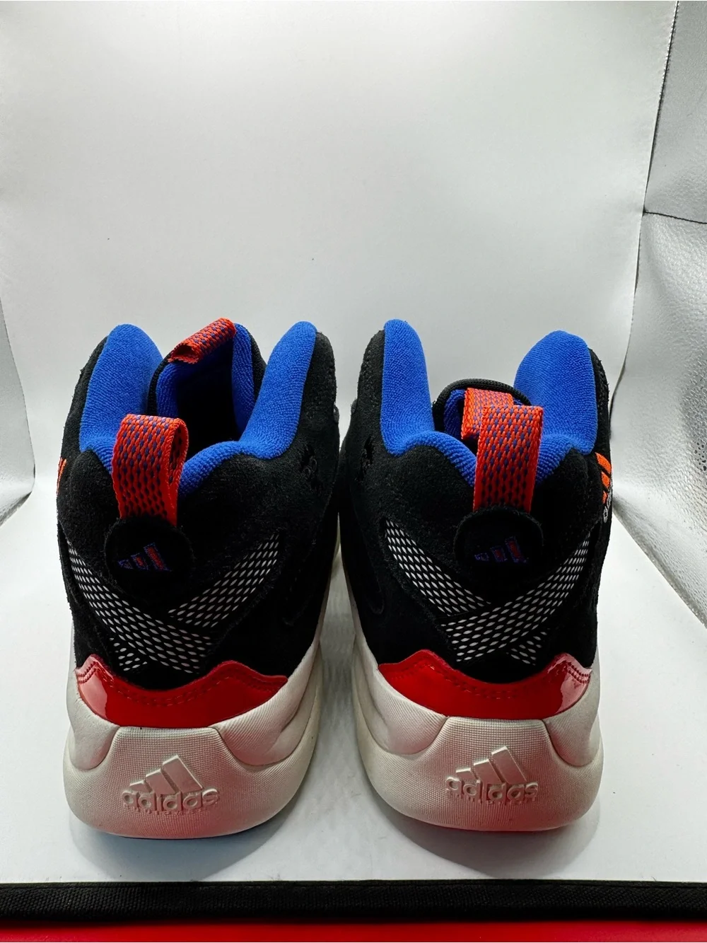 adidas mens crazy 8 Basketball Shoes - Black/Red/Blue